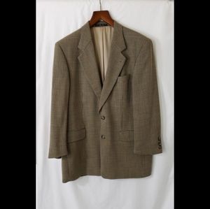 HUGO BOSS MENS 40R BEIGE CHECKERED BLAZER